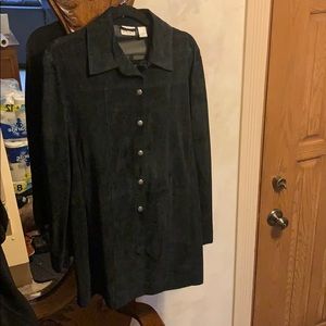 Women’s Black Suede Long Length Chico’s Jacket.